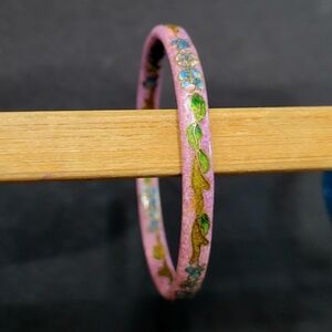 🌸 Multicolor Floral Resin Cloisonne Bangle – Fun, Vibrant & Retro Chic
